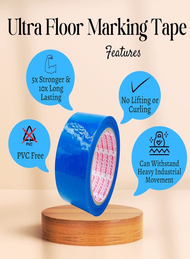 Mexim Ultra Floor Marking Tapes 48 mm x 25 meters | Blue, 5x Stronger, 10x Long Lasting | For De-Marking Areas, Pack of 1 Roll - Image 2